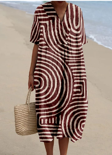 Striped Cotton-Blend Casual Dress With No, Dresses, Lilicloth.com