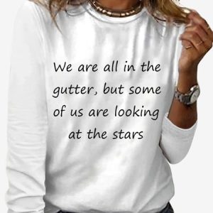 Women's Long Sleeve Tee T-shirt Spring/Fall Text Letters Jersey Crew Neck Holiday Going Out Casual Top, JustFashionNow T-Shirts, color:White|size:XXL,