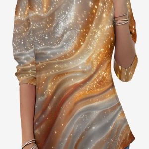 Women's Long Sleeve Tee T-shirt Spring/Fall Abstract Jersey Crew Neck Daily Going Out Casual Top, JustFashionNow T-Shirts, color:Orange|size:XXL,