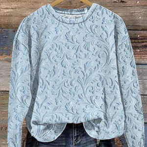Women's Crew Neck Floral Printing Casual Spring/Fall Long Sleeve Sweatshirt, JustFashionNow Sweatshirts & Hoodies, color:Blue|size:XXL,