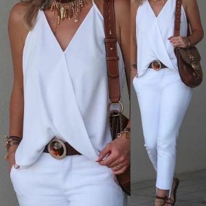 Overlap V-Neck Adjustable Spaghetti Straps Cami Top, women Tanks & Crop Tops, ChicMe catalog