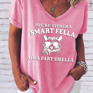 Are You A Smart Fella Or Fart Smella V Neck Loose T-Shirt, T-shirts, Lilicloth.com