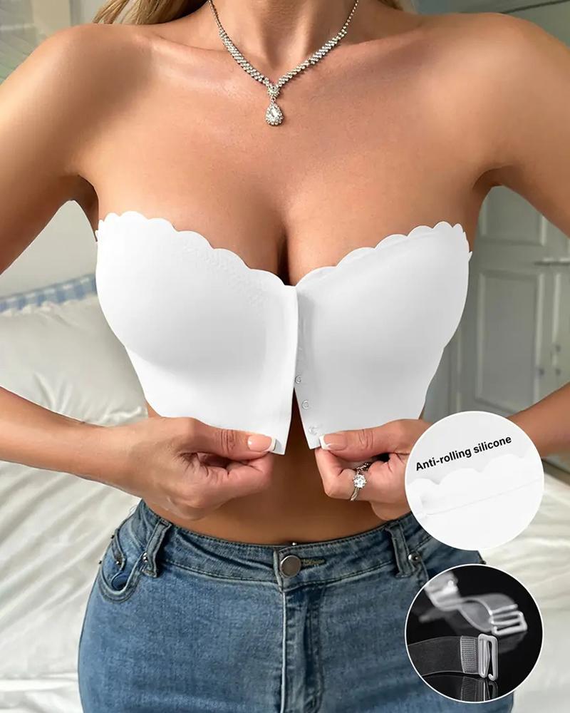 Front Closure Bandeau Strapless Balette Non-Slip Padded Wireless Tube Top Bra, women Bras & Bralettes, ChicMe catalog