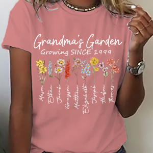 Personalized Grandma's Garden Cotton T-Shirt, T-shirts, Lilicloth.com