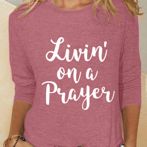 Livin' On A Prayer Casual Long Sleeve Shirt, Long sleeves, Lilicloth.com