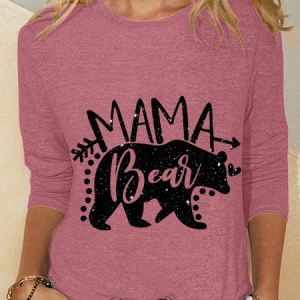 Mama Bear Mothers Day Casual Long Sleeve Shirt, Long sleeves, Lilicloth.com