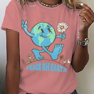 Women's Be Kind To Our Planet Funny Casual Cotton Crew Neck Short SleeveT-Shirt, T-shirts, Lilicloth.com