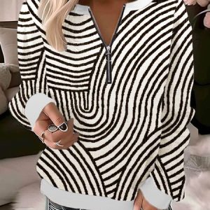 Women's Crew Neck Abstract Casual Spring/Fall Long Sleeve Sweatshirt, JustFashionNow Sweatshirts & Hoodies, color:White|size:XXL,