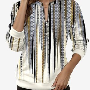 Women's Crew Neck Abstract Casual Spring/Fall Long Sleeve Sweatshirt, JustFashionNow Sweatshirts & Hoodies, color:Gray|size:XXL,