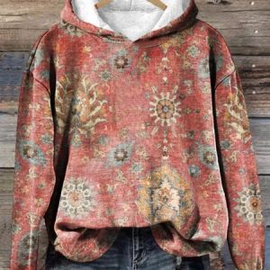 Women's Ethnic Geometry Spring/Fall Long Sleeve Casual Daily Hoodie, JustFashionNow Sweatshirts & Hoodies, color:Red|size:4XL,