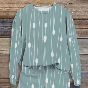 Women's Printing Striped Daily Going Out Two Piece Set Long Sleeve Casual Spring/Fall Top With Pants Matching Set, JustFashionNow Suit Set, color:Green|size:4XL,