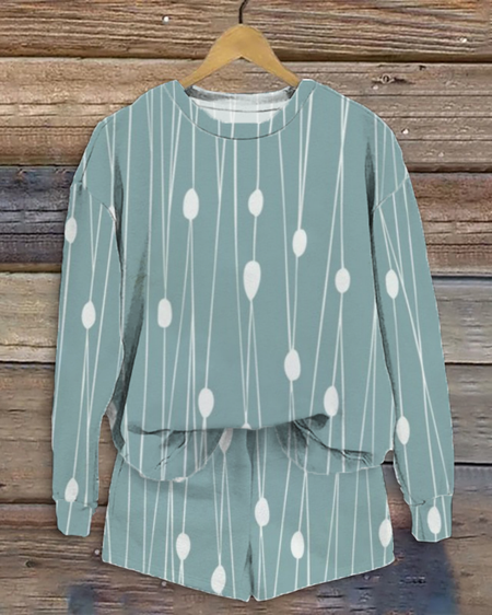 Women's Printing Striped Daily Going Out Two Piece Set Long Sleeve Casual Spring/Fall Top With Pants Matching Set, JustFashionNow Suit Set, color:Green|size:4XL,