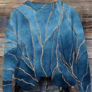 Women's Crew Neck Abstract Casual Spring/Fall Long Sleeve Sweatshirt, JustFashionNow Sweatshirts & Hoodies, color:Blue|size:XXL,