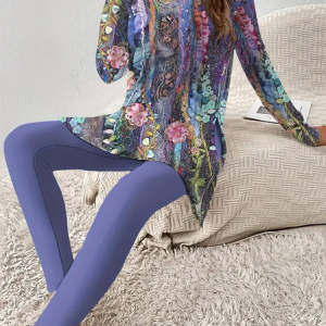 Women's Printing Floral Daily Going Out Two Piece Set Long Sleeve Casual Spring/Fall Top With Pants Matching Set, JustFashionNow Suit Set, color:Purple|size:3XL,