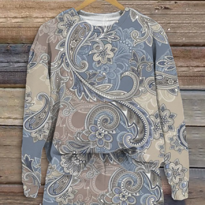 Women's Printing Floral Daily Going Out Two Piece Set Long Sleeve Casual Spring/Fall Top With Pants Matching Set, JustFashionNow Suit Set, color:As Picture|size:4XL,