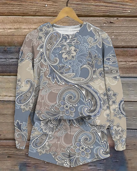 Women's Printing Floral Daily Going Out Two Piece Set Long Sleeve Casual Spring/Fall Top With Pants Matching Set, JustFashionNow Suit Set, color:As Picture|size:4XL,