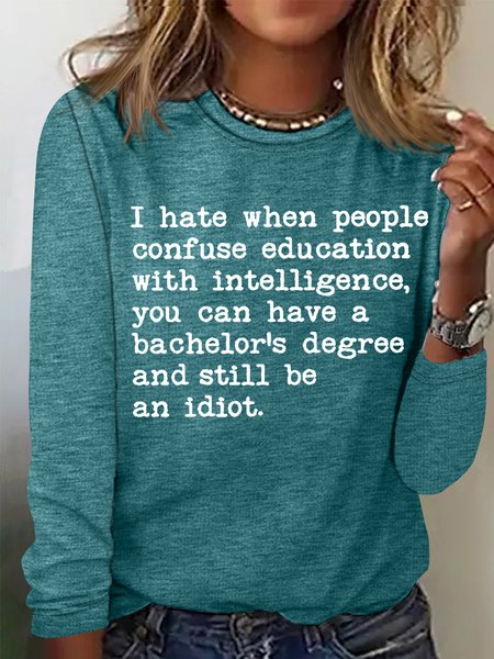 Women's funny Letters Casual Shirt, Long sleeves, Lilicloth.com - Image 2