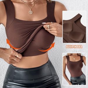ChicMe ContourX U Neck Shapewear Built-in Bra Tank High Strechy Sleeveless Slim Fit Tops Camisole, women Tanks & Crop Tops, ChicMe catalog