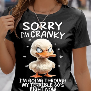 Women's Art Cute Duck Print Crew Neck T-Shirt, T-shirts, Lilicloth.com