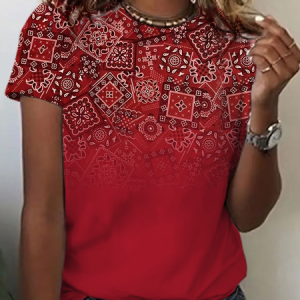 Spliced geometric short sleeve shirt, T-shirts, Lilicloth.com