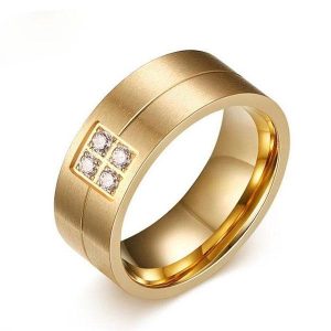 rings - Yellow Gold Titanium Steel Men's Wedding Band, Italo jewelry - Online Catalog