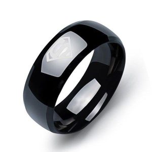 rings - Italo Polished Superman Titanium Steel Men's Wedding Band, Italo jewelry - Online Catalog