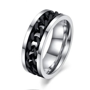 rings - Italo Spinning Chain Titanium Steel Men's Wedding Band, Italo jewelry - Online Catalog
