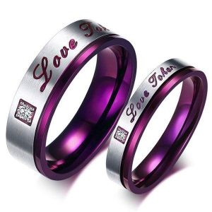 trio ring sets - Italo Purple Love Design Titanium Steel Couple Rings, Italo jewelry - Online Catalog