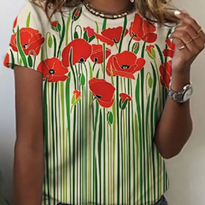 Vintage Flowers Print T-Shirt, T-shirts, Lilicloth.com