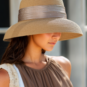 Vacation Color Block Straw Visor, Hats, color:Khaki|size:One-size, Stylewe