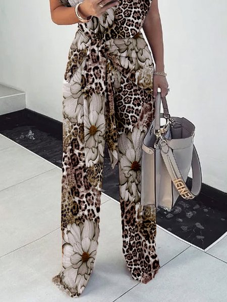 Casual Leopard Printing Straight Pants, Pants, color:Leopard|size:XXL, Stylewe