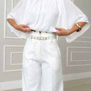 High Neck Batwing Sleeve Ruched Hollow-out Back Chiffon Blouse Casual Top, women Blouses & Shirts, ChicMe catalog