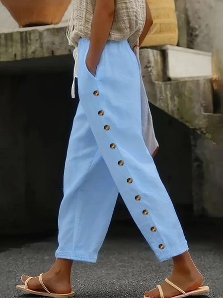 Women Plain Long Pant Casual Spring/Fall Trousers, JustFashionNow Pants, color:Blue|size:5XL,