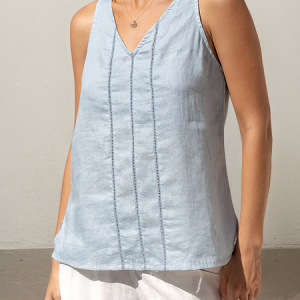 Linen Casual Plain V Neck linen-cotton Tank Top, Tank Tops & Camis, Roselinlin - Online Catalog