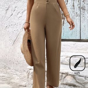 Women's Plain Long Pant Casual Spring/Fall Trousers, JustFashionNow Pants, color:Khaki|size:XL,