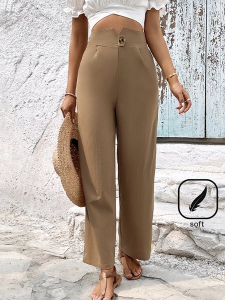 Women's Plain Long Pant Casual Spring/Fall Trousers, JustFashionNow Pants, color:Khaki|size:XL,