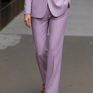 Urban Plain  Straight Fashion Pants, Pants, color:Light Purple|size:XXL, Stylewe
