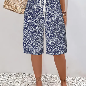 Women Floral Fifth Pants Pants Casual Summer Trousers, Pants, color:Deep Blue|size:XXL, catalog Noracora shop