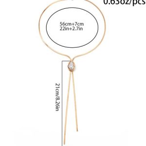 Y-shaped Metallic Pearl Clavicle Chain, Necklaces, color:Silver|size:One-size, Stylewe