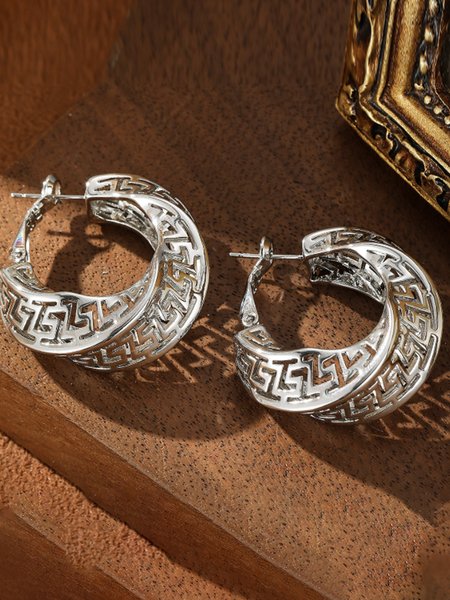 Urban Prom Plain Metal Earrings, Earrings, color:Silver|size:One-size, Stylewe
