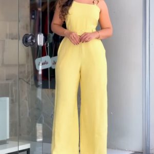 One Shoulder Thick Strap Mental Buckle Jumpsuit, women Jumpsuits, ChicMe catalog