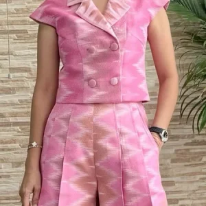 Elegant Random Print Lapel Collar Vest, Vests and Gilets, color:Pink|size:XXL, Stylewe