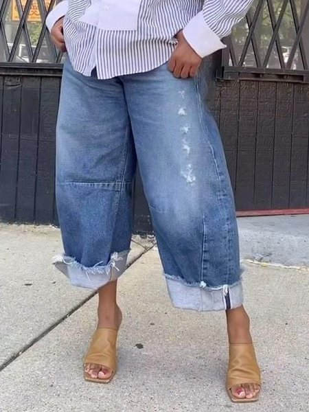 Casual Denim Loose Jeans, Jeans, color:Blue|size:XXL, Stylewe