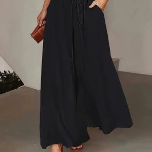 Women Polka Dots Long Pants Casual Spring/Fall Trousers, JustFashionNow Pants, color:Black|size:3XL,