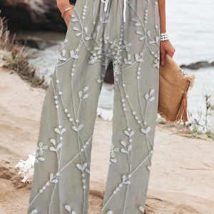 Women Floral Long Pant Casual Spring/Fall Trousers, JustFashionNow Pants, color:As Picture|size:4XL,