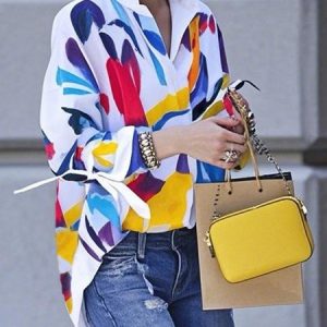 Urban Abstract Printing Shirt Collar Shirt, Blouses and Shirts, color:As Picture|size:XXL, Stylewe
