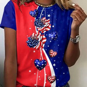 Vintage Animal Crew Neck Short Sleeve T-shirt, Shirts, color:Blue|size:4XL, catalog Noracora shop