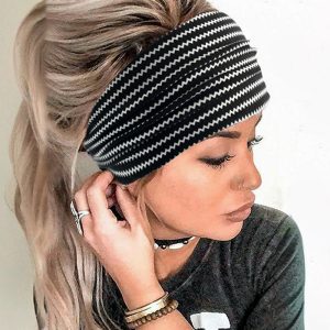Striped Boho Wide Headbands Elastic Yoga Sweatbands, women Hair, ChicMe catalog