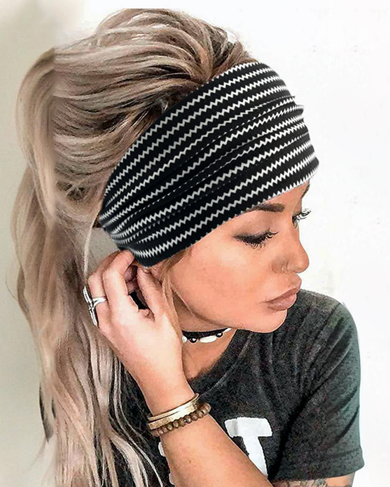 Striped Boho Wide Headbands Elastic Yoga Sweatbands, women Hair, ChicMe catalog