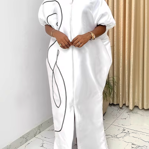 Urban Abstract Maxi Dress, Maxi Dresses, color:White|size:XXL, Stylewe